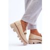 Módní mokasíny na platforme s ozdobou laura messi 2600 béžové / 2600/646 BEIGE (Veľkosť 41)