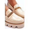 Módní mokasíny na platforme s ozdobou laura messi 2600 béžové / 2600/646 BEIGE (Veľkosť 41)