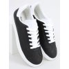 Dámske čierne tenisky z eko kože na šnúrovanie, na bežný deň BF-025