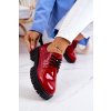 Dámske červené lakované poltopánky z eko kože s nízky podpätok, kód produktu 210013R-LA RED