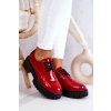 Dámske červené lakované poltopánky z eko kože s nízky podpätok, kód produktu 210013R-LA RED
