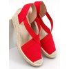 Červené dámske sandále na platforme s rovnou podrážkou, kód produktu 31362-B