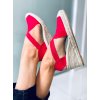 Červené dámske sandále na platforme s rovnou podrážkou, kód produktu 31362-B