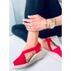 Červené dámske sandále na platforme s rovnou podrážkou, kód produktu 31362-B