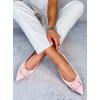 Ružové dámske baleríny z eko semišu s špicatou špičkou na bežný deň, kód produktu T515