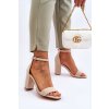 Béžové dámske sandále s vysokým stĺpovým podpätkom z eko semišu, kód produktu 23SD35-5560 BEIGE