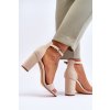 Béžové dámske sandále s vysokým stĺpovým podpätkom z eko semišu, kód produktu 23SD35-5560 BEIGE