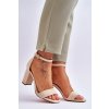 Béžové dámske sandále s vysokým stĺpovým podpätkom z eko semišu, kód produktu 23SD35-5560 BEIGE
