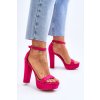 Pohodlné semišové sandály na vysokém podpatku Fuchsia Essence (Veľkosť 40)