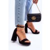 Čierne dámske sandále z eko semišu na stĺpovom podpätku s platformou, kód produktu LC-29 BLACK