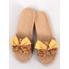 Zlaté dámske kvetinové šľapky z textilného materiálu na bežné nosenie, kód produktu SD5052