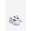 Detské kožené baleríny s kvetem bíle cobi / MC323/324 WHITE (Veľkosť 20)