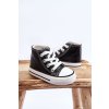 Detské kožené vysoké tenisky černe a bíle marney / 875-A BLACK (Veľkosť 18)