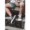 Detské kožené vysoké tenisky černe a bíle marney / 875-A BLACK (Veľkosť 18)
