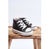 Detské kožené vysoké tenisky černe a bíle marney / 875-A BLACK (Veľkosť 18)