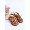 Detské Sandále na suchý zips se střapci hnede missy / 320-B KHAKI (Veľkosť 19)