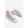 Ružové dámske tenisky z textilu na rovnej podrážke LL274A191 RÓŻ/BŁĘKIT