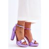 Fialové dámske sandále na stĺpovom podpätku s prackou, kód produktu M048 PURPLE
