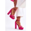 Ružové dámske sandále na stĺpovom podpätku s eko kožou, kód produktu 7014 FUCHSIA