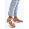 Dámske béžové tenisky z eko kože na platforme s rovnou podrážkou, kód produktu BK939-63 KHAKI