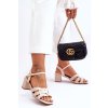 Béžové dámske sandále s stĺpovým podpätkom z eko kože, kód produktu FD-106 BEIGE