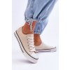 Dámske béžové šnúrované tenisky z textilu na rovnej podrážke, kód produktu 859-H PASTEL BEIGE