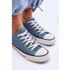 Dámske modré šnurovacie tenisky z textilu na rovnej podrážke, kód produktu 859-P NEUTRAL BLUE