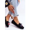 Semišové mokasíny s mašľou a strapcami čierne dorine / GS37 BLACK (Veľkosť 36)