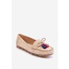 Semišové mokasíny s mašľou a strapcami béžove dorine / GS37 BEIGE (Veľkosť 36)