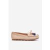 Semišové mokasíny s mašľou a strapcami béžove dorine / GS37 BEIGE (Veľkosť 36)
