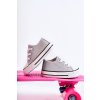 Detské tenisky šnurované stříbrný wella / 876-B SILVER (Veľkosť 18)