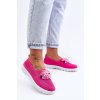 Ružové dámske tenisky z textilu na rovnej podrážke s ozdobnými kamienkami, kód produktu JY303-5 PEACH