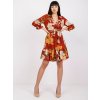 Dámske tmavo-pomarančove šaty s podtlačeným vzorom kód produktu LC-SK-22K-3039.51P