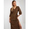 Dámske hnede camel šaty s podtlačeným vzorom kód produktu LK-SK-509249-1.72P