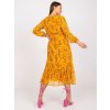 Dámske tmavo-žlte šaty s podtlačeným vzorom kód produktu RO-SK-ELB-2309.98
