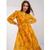 Dámske tmavo-žlte šaty s podtlačeným vzorom kód produktu RO-SK-ELB-2309.98