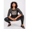Dámska blúzka plus size tmavá-khaki RV-BZ-7480.61P (Farba Čierna, Veľkosť ONE SIZE)