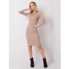 Dámske tmavo-béžove šaty vypasované kód produktu RV-SK-R5133.07P