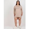 Dámske béžove šaty - tunika plus size kód produktu RV-TU-7505.15