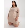 Dámske béžove šaty - tunika plus size kód produktu RV-TU-7505.15