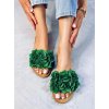 Dámske zelené šľapky z eko semišu s kvetinovým vzorom, kód produktu MS9058