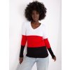 Dámska blúzka basic červená RV-BZ-8431-1.14P (Farba Bielo-červená, Veľkosť ONE SIZE)