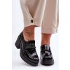 Kožené polobotky na stĺpiku s ozdobou čierne gelanor / 20157 NAPLAK CZARNY (Veľkosť 37)