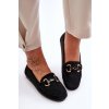 Kožené Dámske mokasíny s ozdobou čierne dionira / 9027 BLACK (Veľkosť 36)