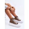 Hnedé dámske vysoké tenisky s leopardím vzorom na platforme, kód produktu UB25P LEOPARD
