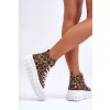 Hnedé dámske vysoké tenisky s leopardím vzorom na platforme, kód produktu UB25P LEOPARD