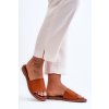 Hnedé dámske šľapky z eko kože na rovnej podrážke, kód produktu ML266 CAMEL