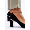 Čierne dámske lodičky s vysokým stĺpovým podpätkom z eko kože, kód produktu NJSK M350 BLACK