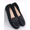 Dámske čierne mokasíny z eko semišu na bežný deň s klinmi, kód produktu 8123