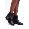Kůže Zdobené Dámské Boty Na Ploché Podpatku Černé Adkrana (Veľkosť 36)